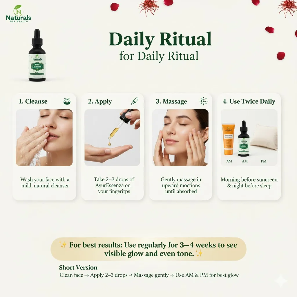 Naturals For Helaths Ayura Essenza Face Serum How to use9